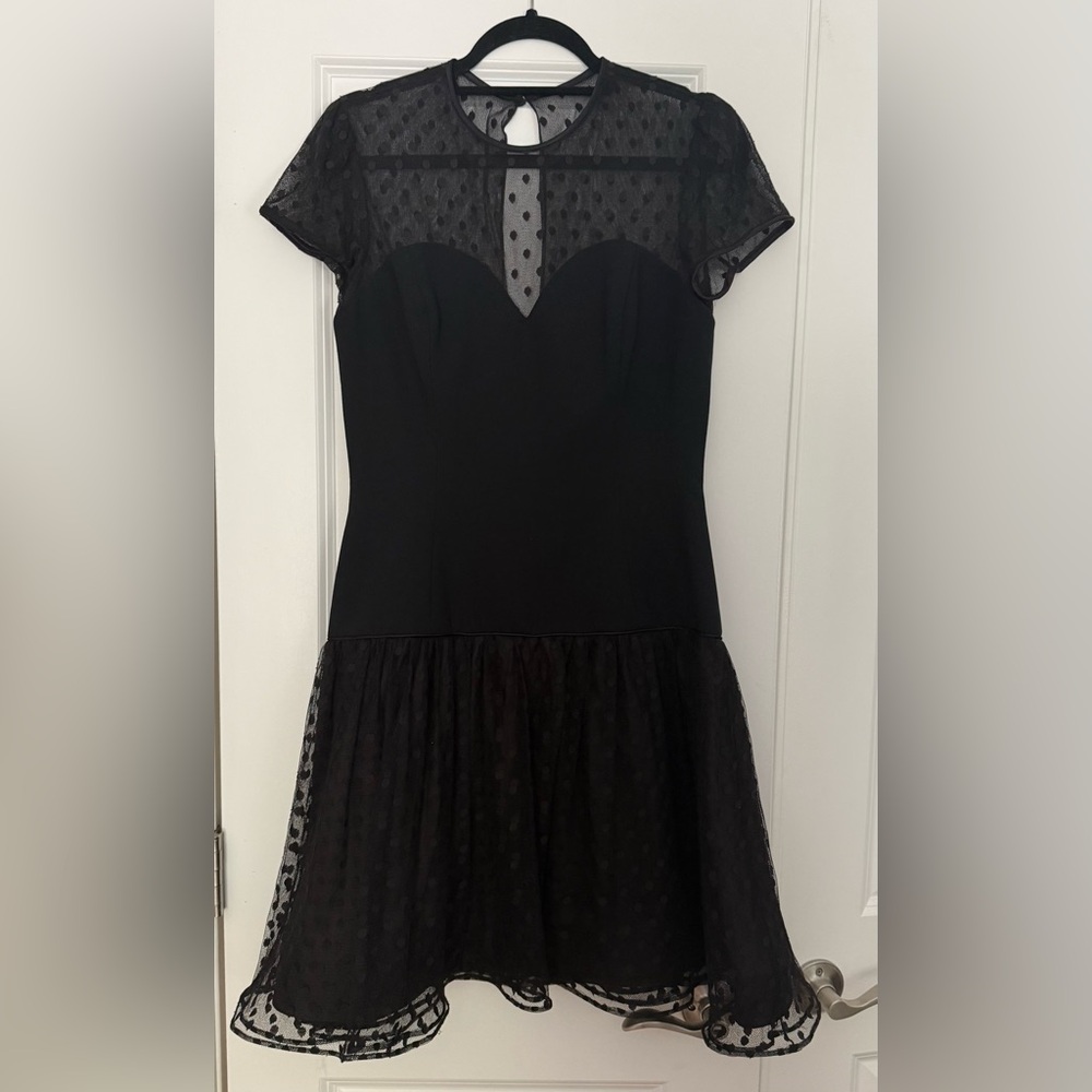 Vintage Morton Myles Black Dress with Sheer Polka Dot Overlay